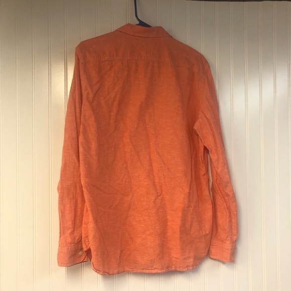 Gap Orange Long Sleeve Button-Up Shirt Large Cotton/Flax Blend - Picture 4 of 5